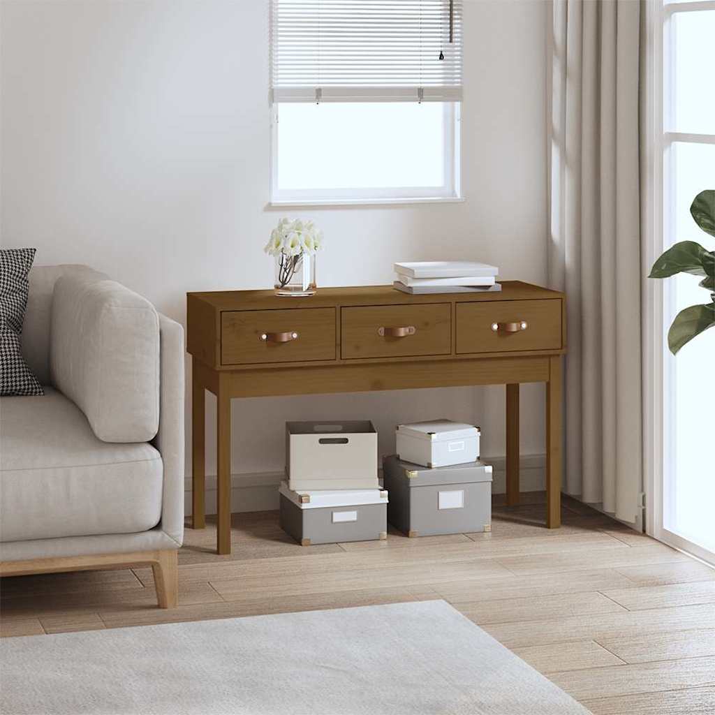 Vidaxl wandtafel 114x40x75 cm massief grenenhout honingbruin