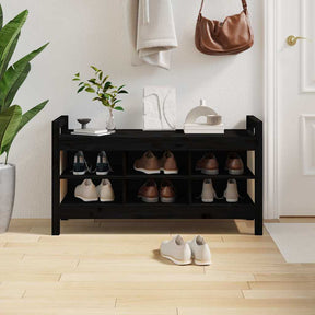 Vidaxl halbankje 110x40x60 cm massief grenenhout zwart