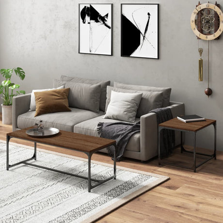 Vidaxl salontafels 2 st bewerkt hout bruin eikenkleur