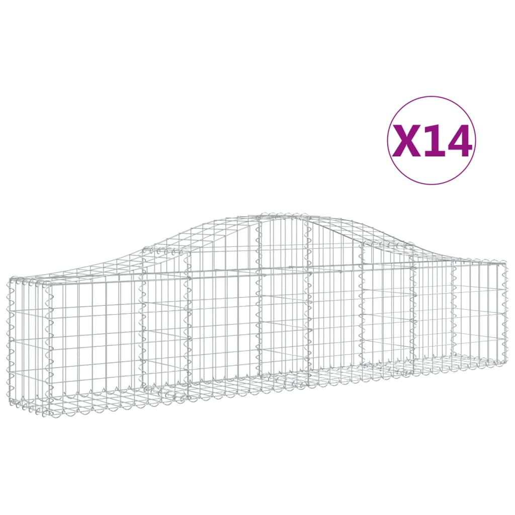 VidaXL Schanskorven 14 st gewelfd 200x30x40 60 cm gegalvaniseerd ijzer