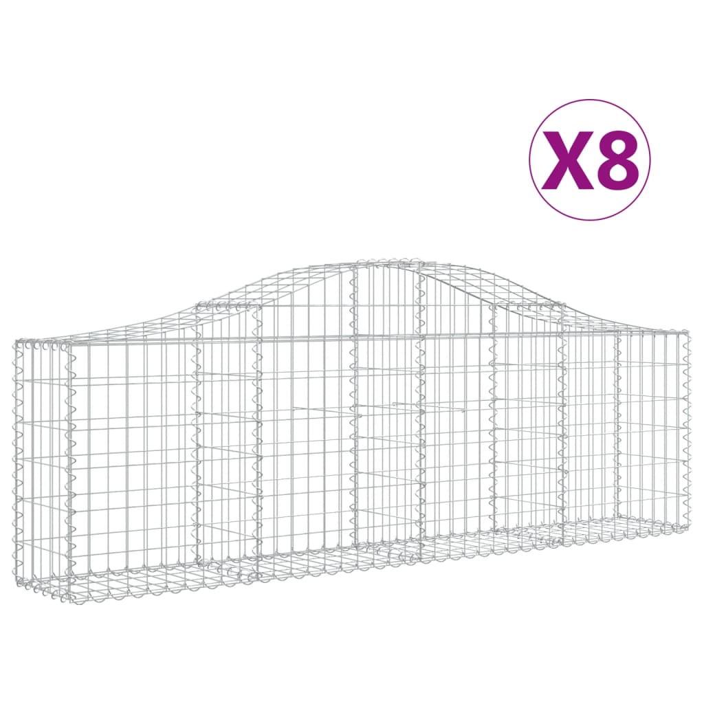 Vidaxl Schans Körbe 8 ST Gewölbe 200x30x60 80 cm verzinktes Eisen