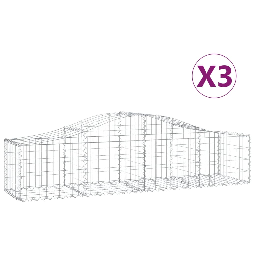 VidaXL Schans baskets 3 st vaulted 200x50x40 60 cm galvanized iron