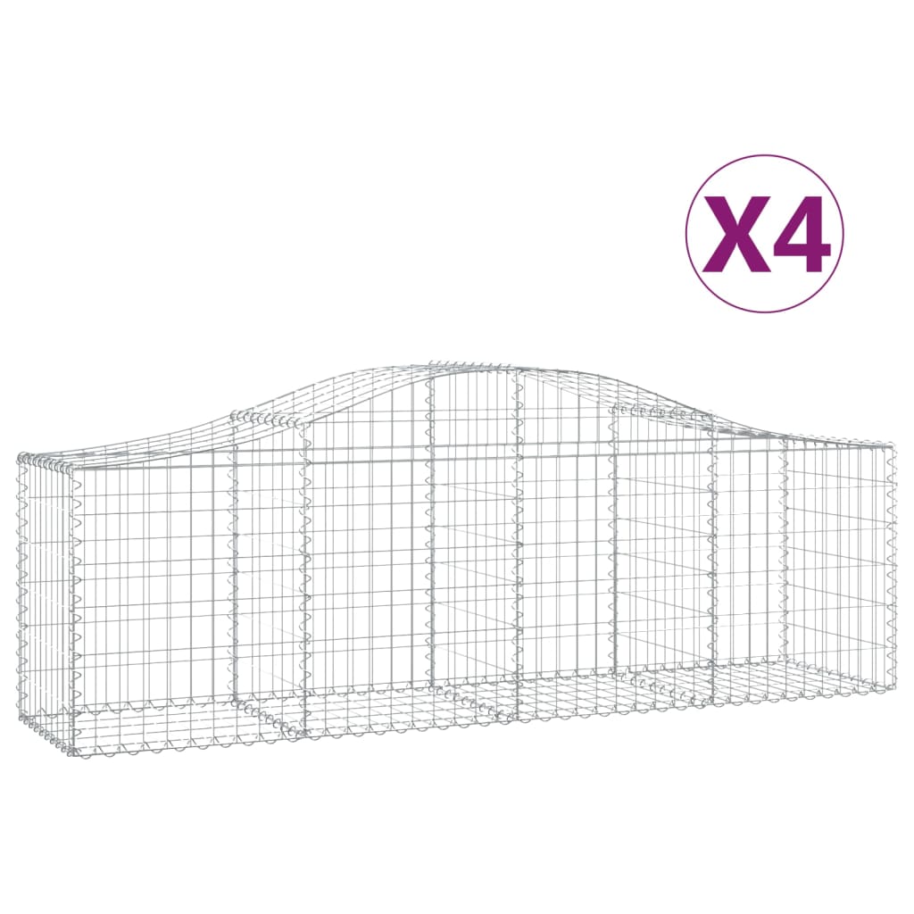 Vidaxl Schans kurve 4 st hvælvede 200x50x60 80 cm galvaniseret jern