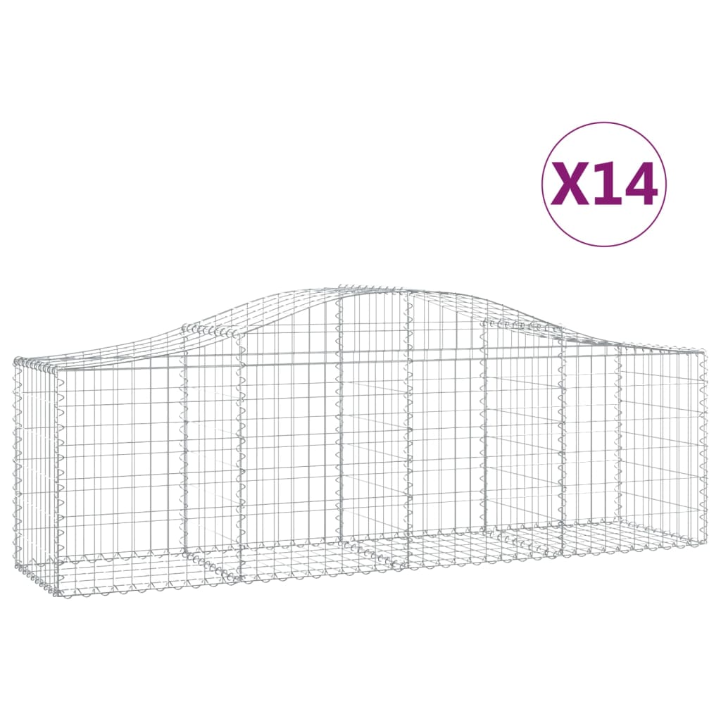 Vidaxl Schans baskets 14 st vaulted 200x50x60 80 cm galvanized iron