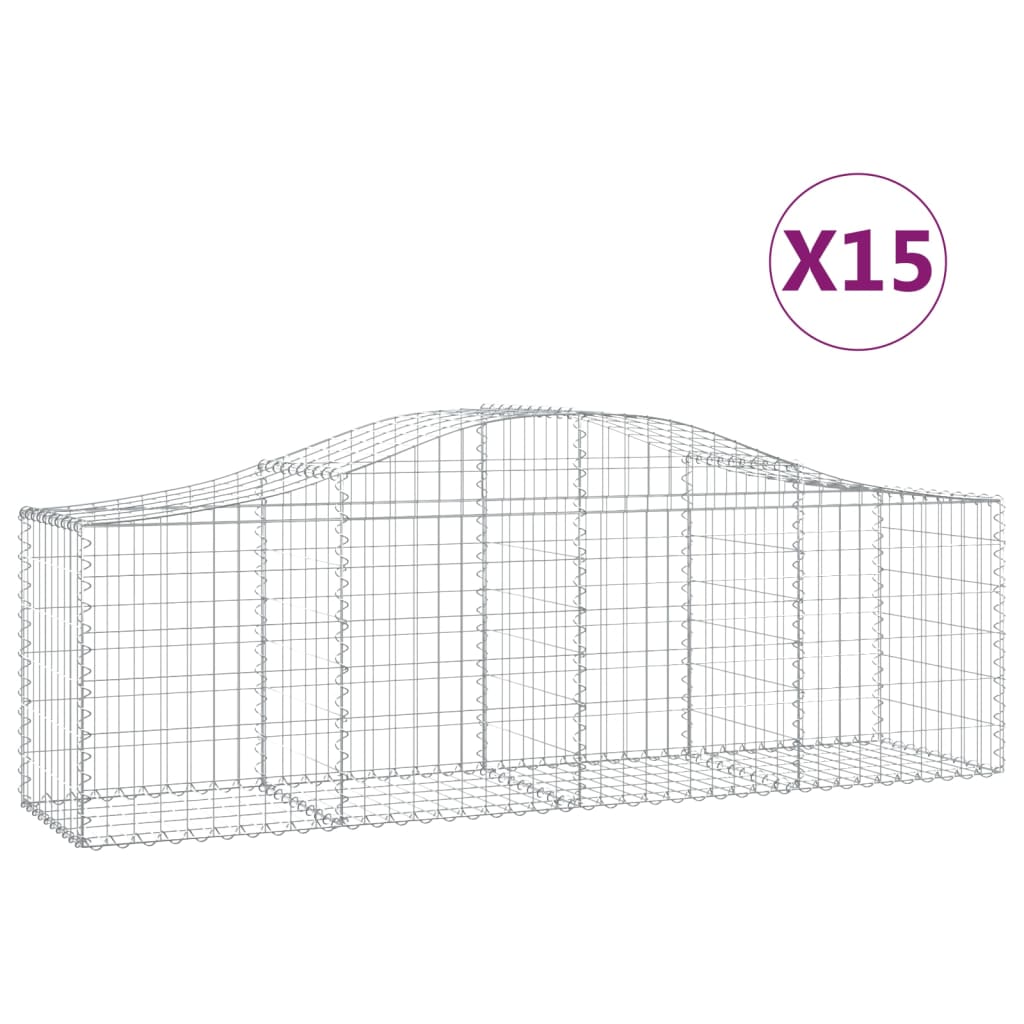 Vidaxl Schans baskets 15 st vaulted 200x50x60 80 cm galvanized iron