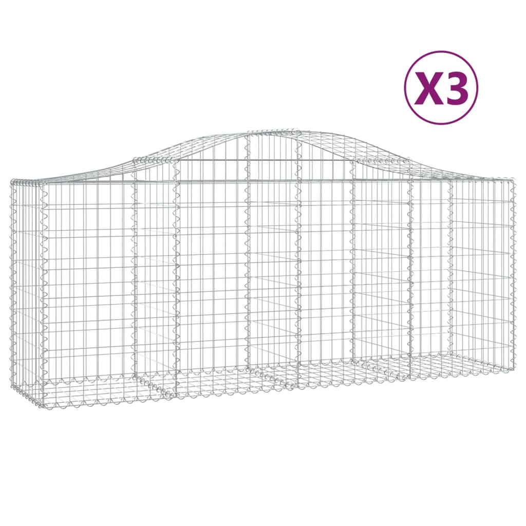 Vidaxl Schans Cesti 3 a volta 200x50x80 100 cm Galvanizzato