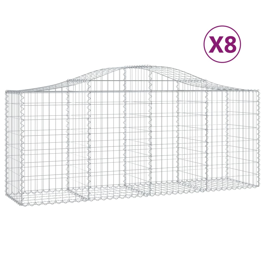 Vidaxl Schans kurve 8 st hvælvede 200x50x80 100 cm galvaniseret jern