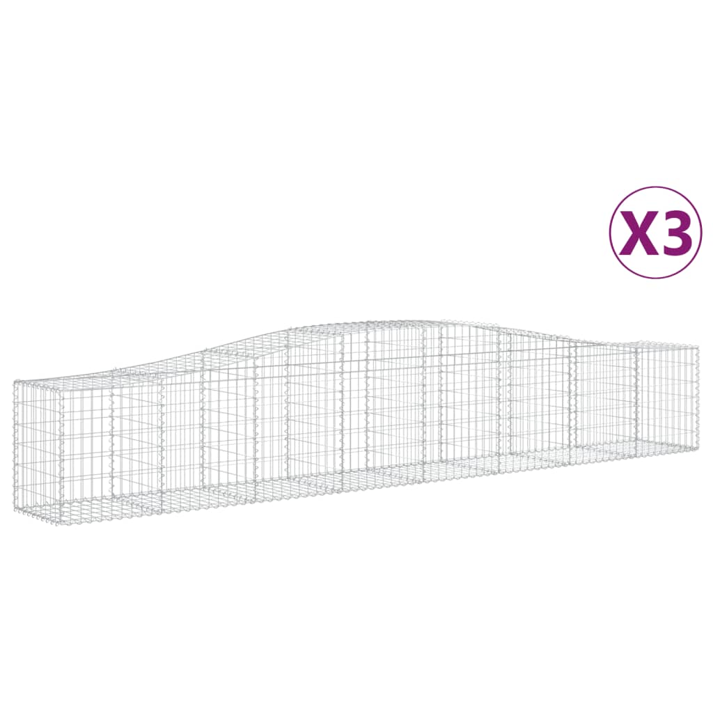 VidaXL Schans baskets 3 st vaulted 400x50x60 80 cm galvanized iron