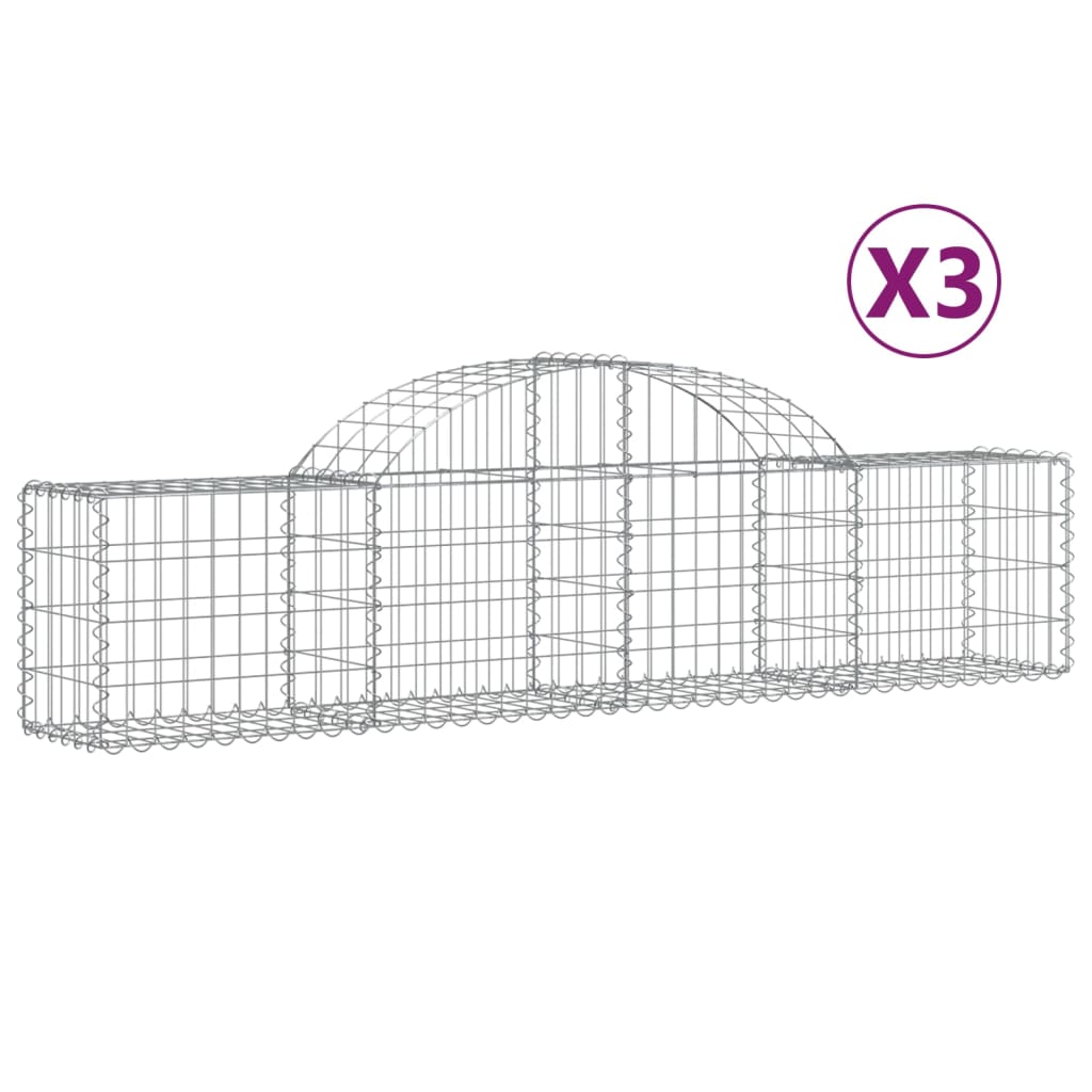 Cestas Vidaxl Schans 3 st 200x30x40 60 cm de hierro galvanizado