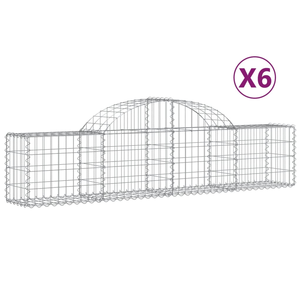 Vidaxl Schans kurve 6 st hvælvede 200x30x40 60 cm galvaniseret jern