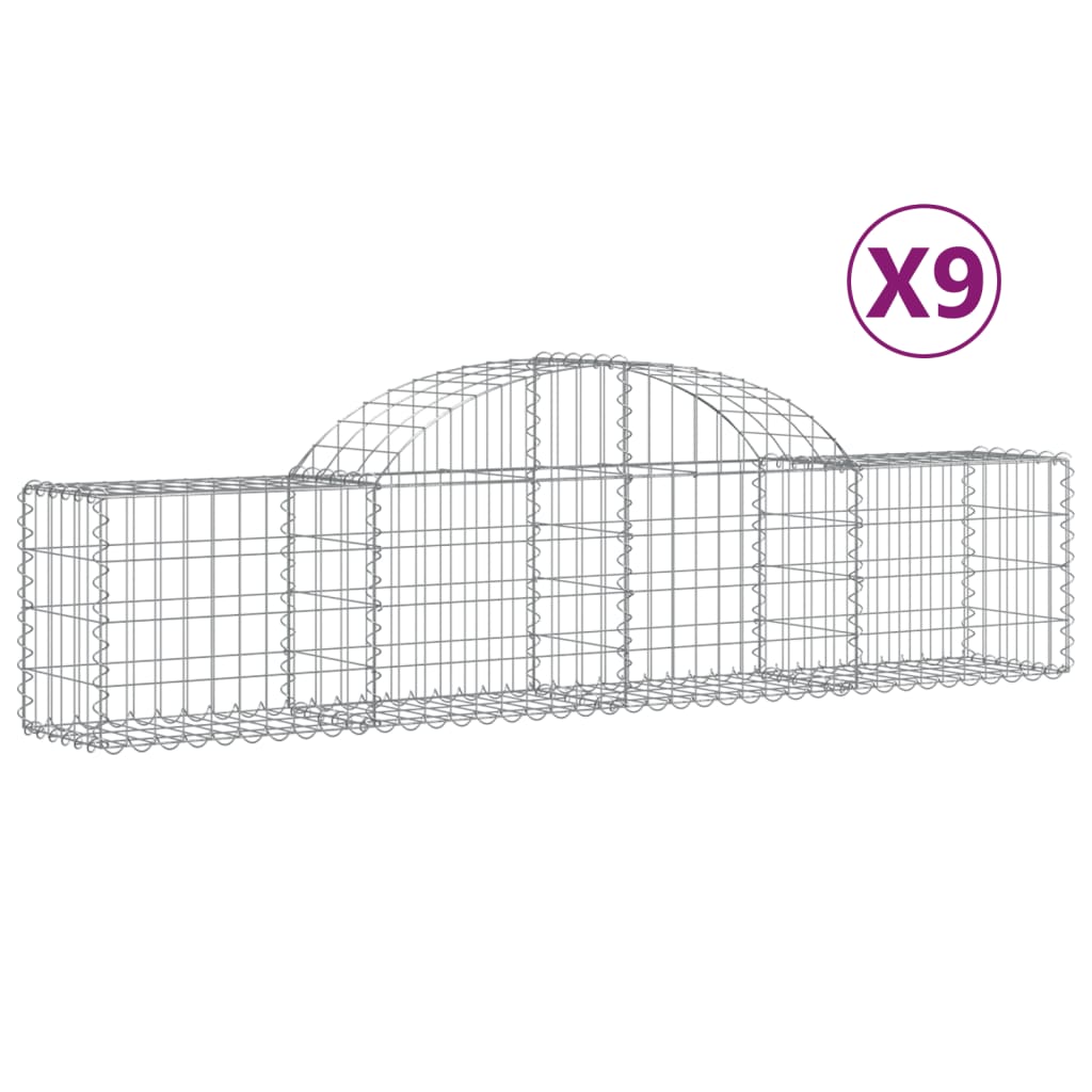 Vidaxl Schans kurver 9 St Vaulted 200x30x40 60 cm galvanisert jern