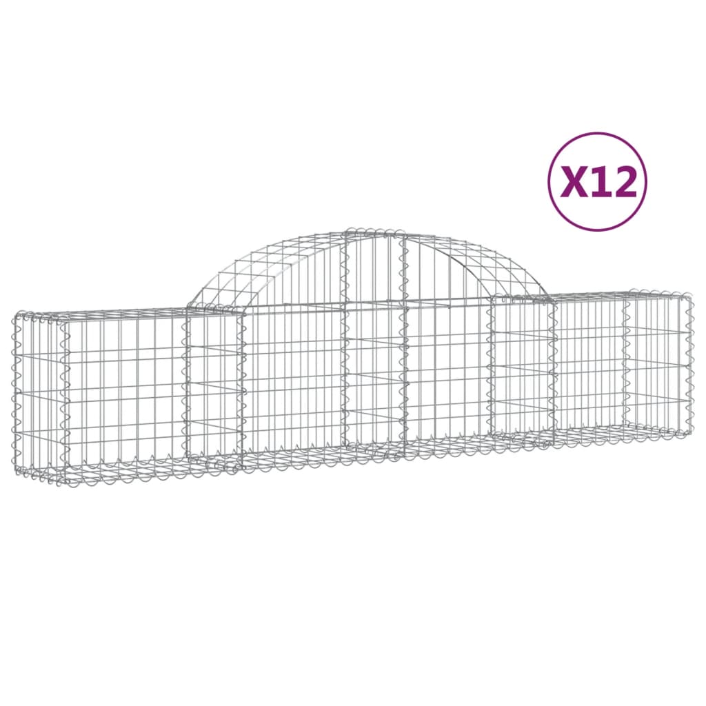 Vidaxl Schans kurve 12 st hvælvede 200x30x40 60 cm galvaniseret jern