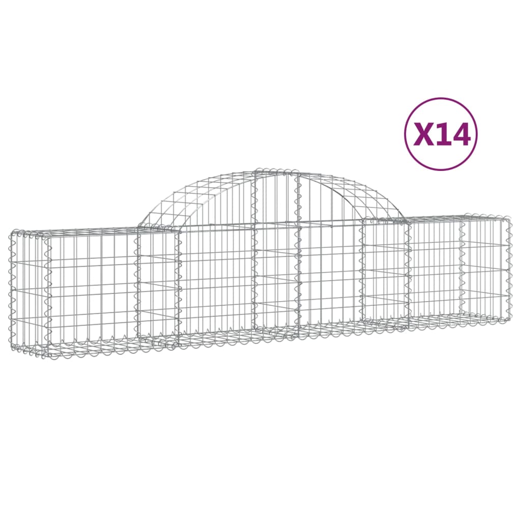 Vidaxl Schans kurve 14 st hvælvede 200x30x40 60 cm galvaniseret jern