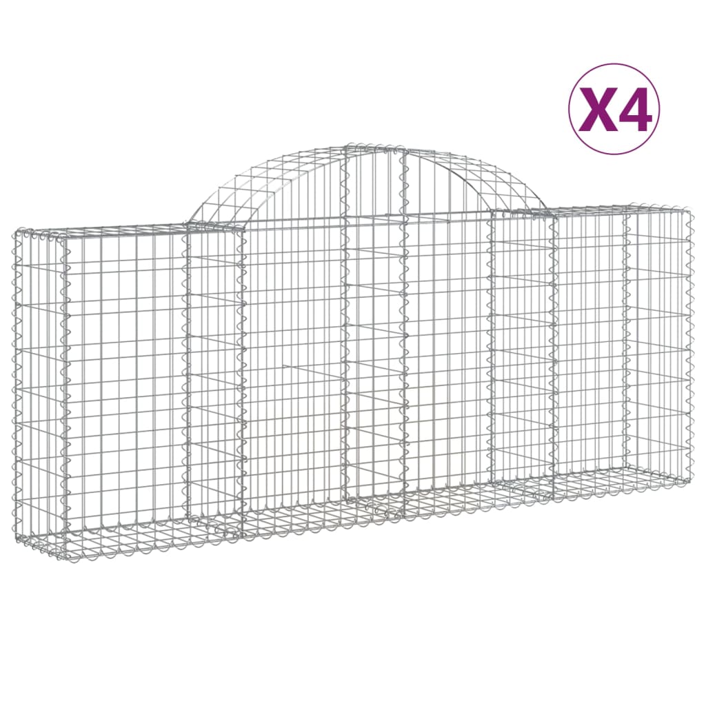 Vidaxl Schans baskets 4 st vaulted 200x30x80 100 cm galvanized iron