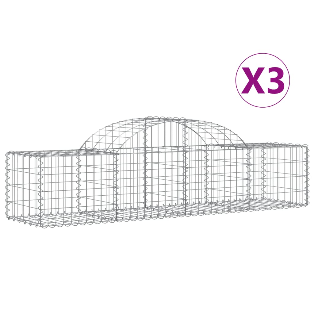 Vidaxl Schans Cesti 3 a volta a volta 200x50x40 60 cm Galvanized Iron