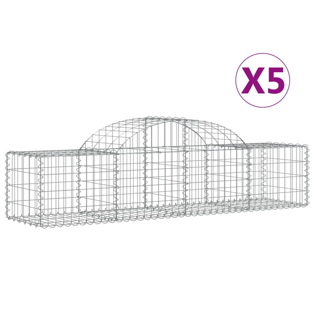 Vidaxl Schans baskets 5 st vaulted 200x50x40 60 cm galvanized iron