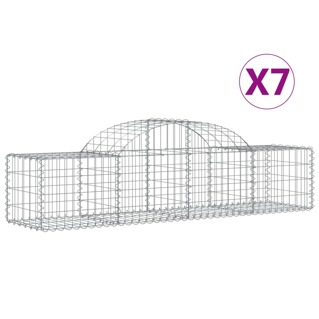 VidaXL Schanskorven 7 st gewelfd 200x50x40 60 cm gegalvaniseerd ijzer