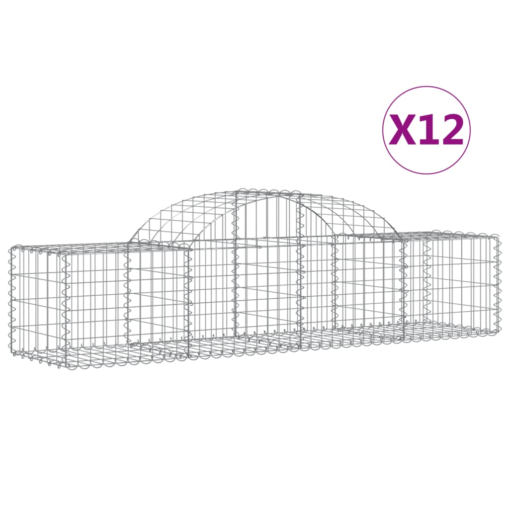 VidaXL Schanskorven 12 st gewelfd 200x50x40 60 cm gegalvaniseerd ijzer