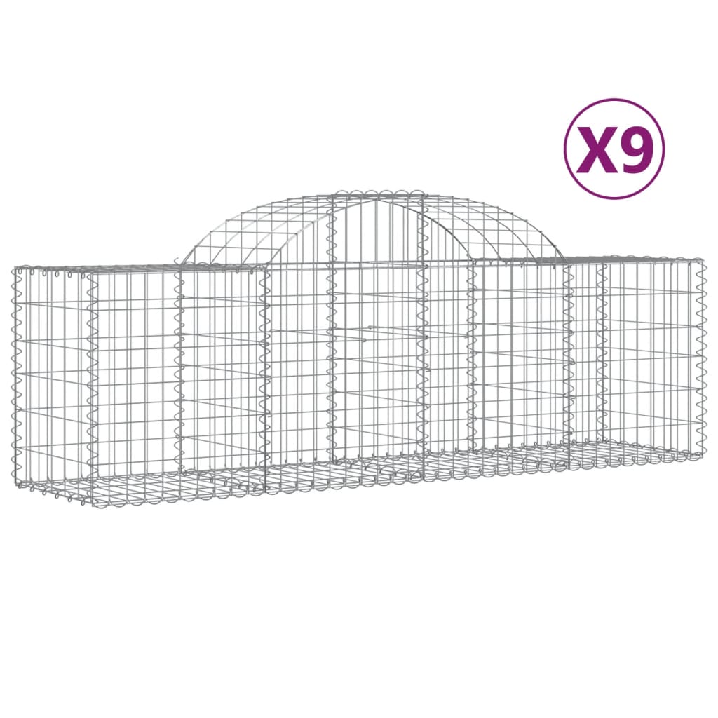 VidaXL Schans baskets 9 st vaulted 200x50x60 80 cm galvanized iron