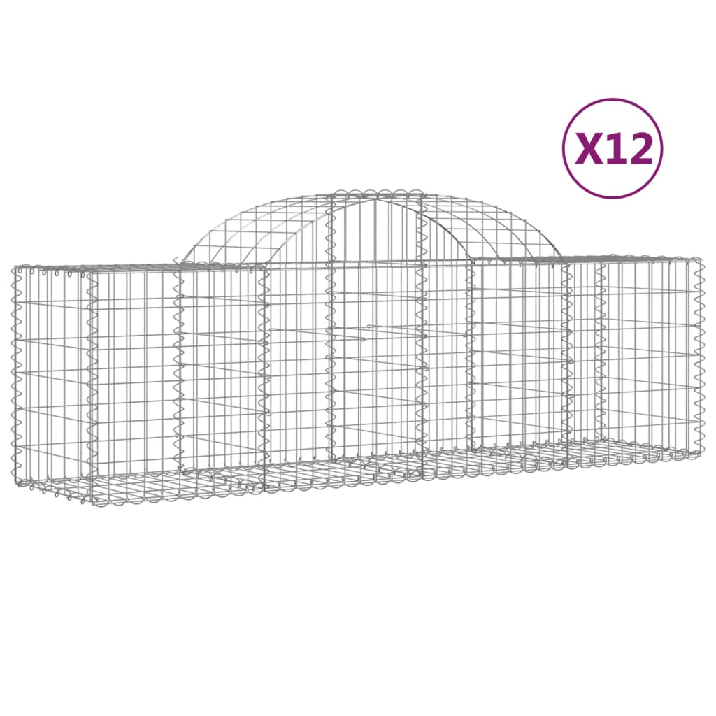 Vidaxl Schans kurve 12 st hvælvede 200x50x60 80 cm galvaniseret jern