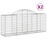 VidaXL Schans baskets 2 st vaulted 200x50x80 100 cm galvanized iron