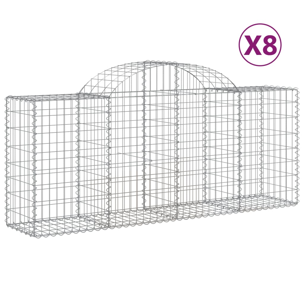 VidaXL Schans baskets 8 st vaulted 200x50x80 100 cm galvanized iron