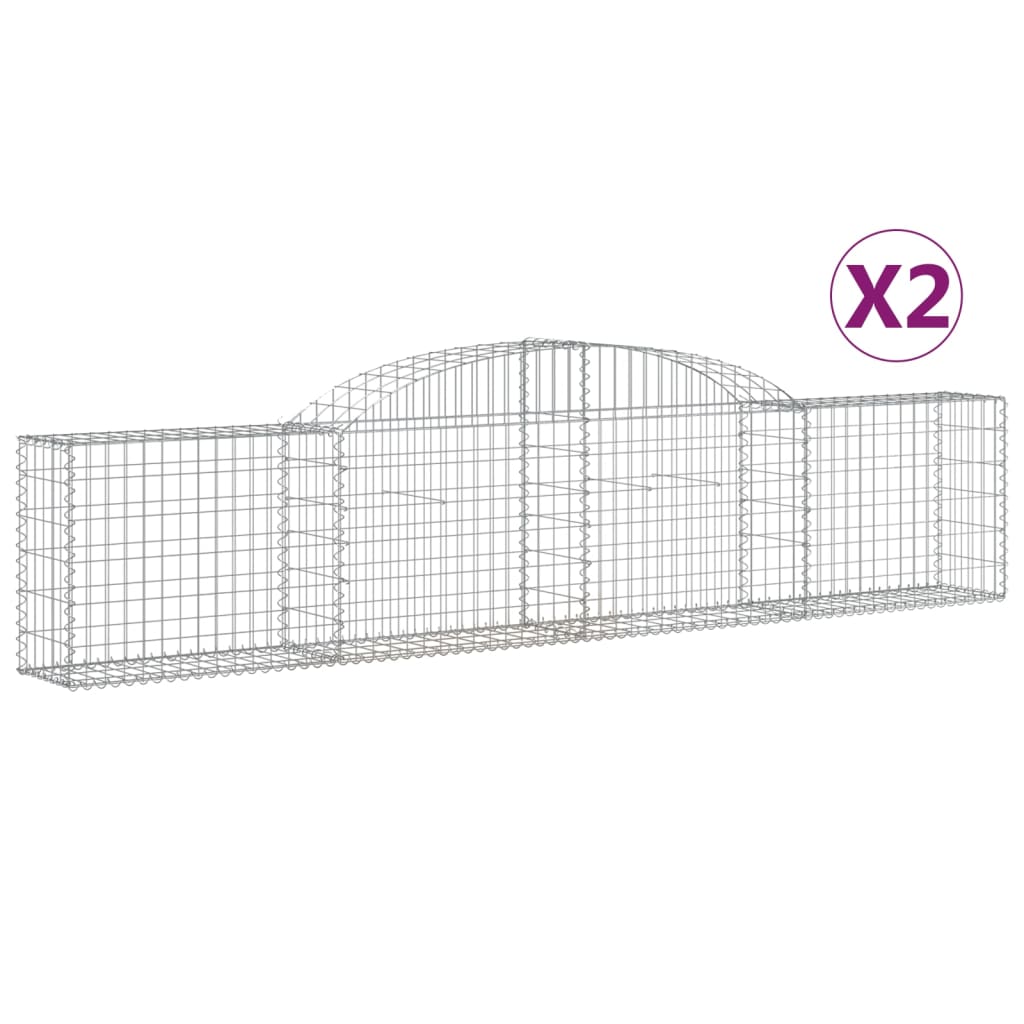 Vidaxl Schans kurve 2 st hvælvede 300x30x60 80 cm galvaniseret jern