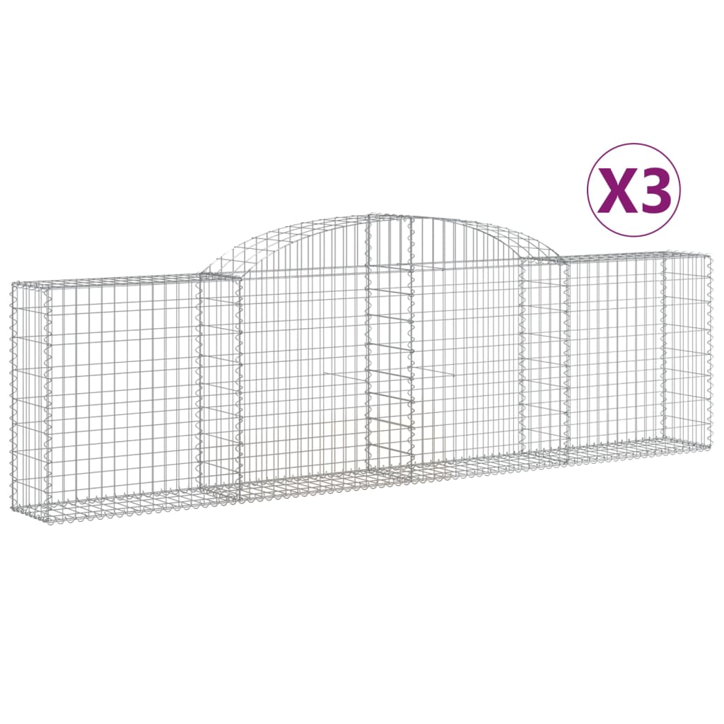 Kosze Vidaxl Schans 3 ST sklepione 300x30x80 100 cm ocynkowane żelazo