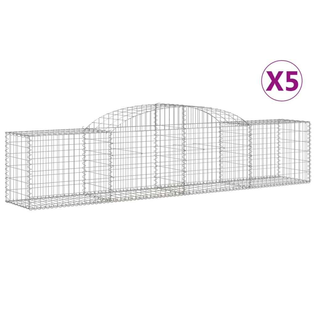 Vidaxl Schans kurver 5 st Vaulted 300x50x60 80 cm galvanisert jern