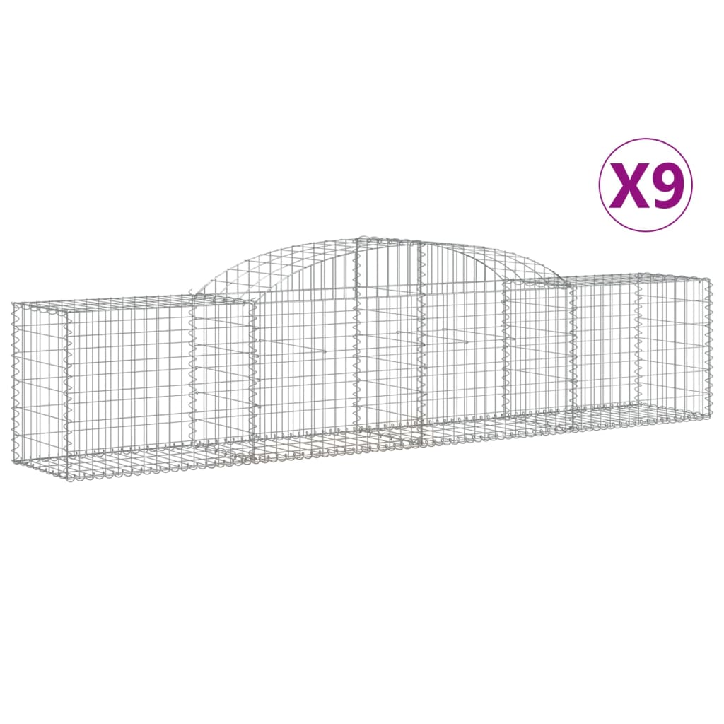 VidaXL Schans baskets 9 st vaulted 300x50x60 80 cm galvanized iron