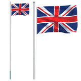 Vidaxl -flag med flagstang Storbritannien 6.23 M aluminium