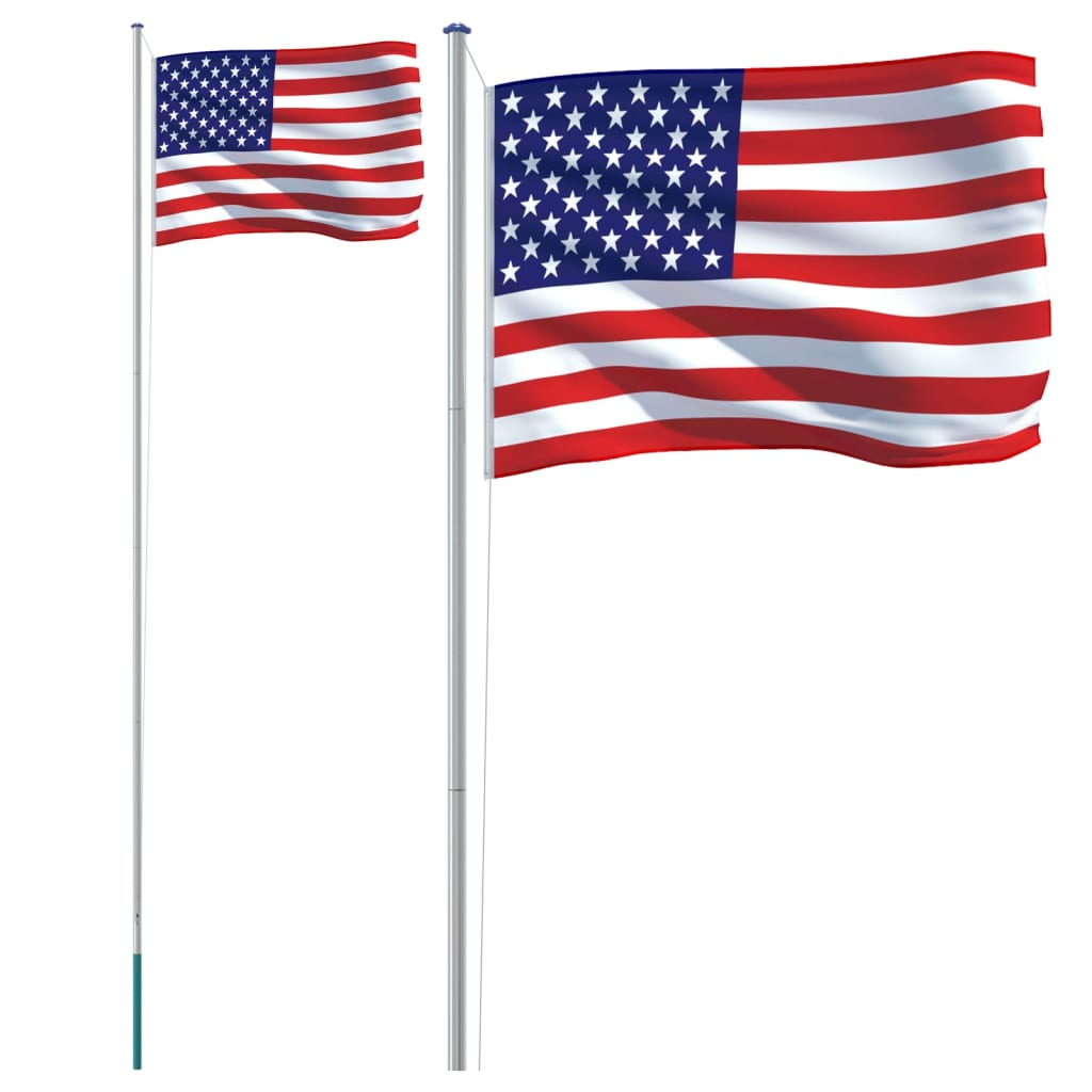 Vidaxl -flagga med flaggstång USA 6.23 m aluminium