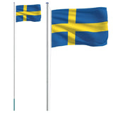 Vidaxl -flag med flagstang Sverige 6,23 m aluminium