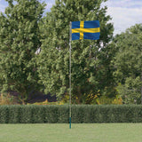 Vidaxl vlag met vlaggenmast zweden 5,5 m aluminium