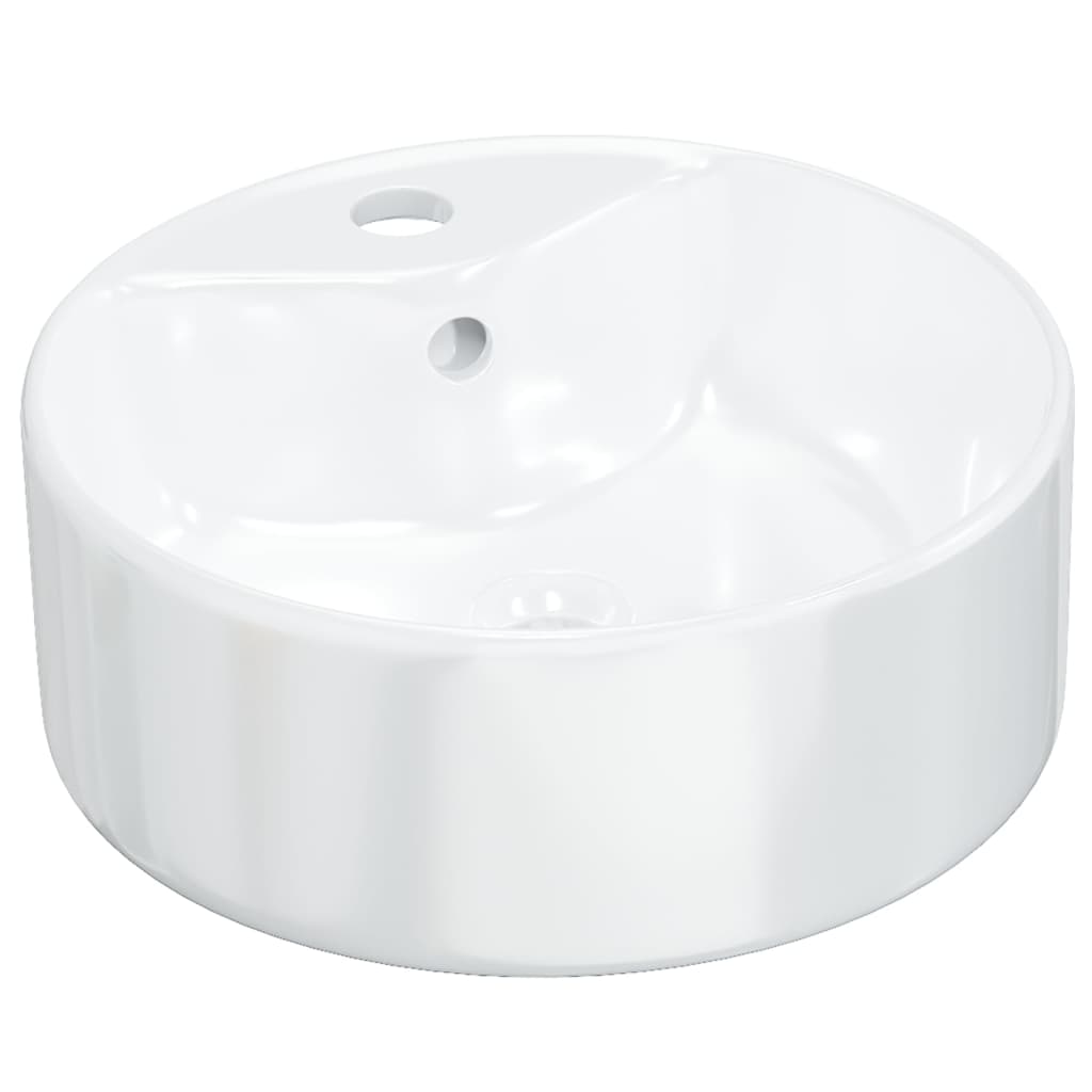 Vidaxl Washbasin 40x14,5 cm Bianco in ceramica rotonda