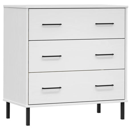 Vidaxl dressoir met 3 lades oslo 77x40x79,5 cm massief hout wit