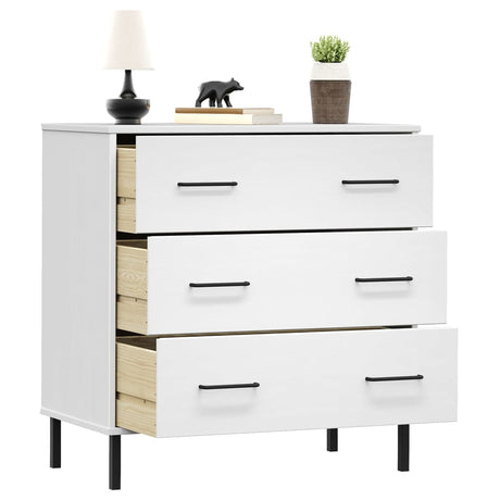 Vidaxl dressoir met 3 lades oslo 77x40x79,5 cm massief hout wit