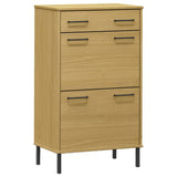 Vidaxl Shoe Cabinet med metalben Oslo Solid Pine Pine Brown