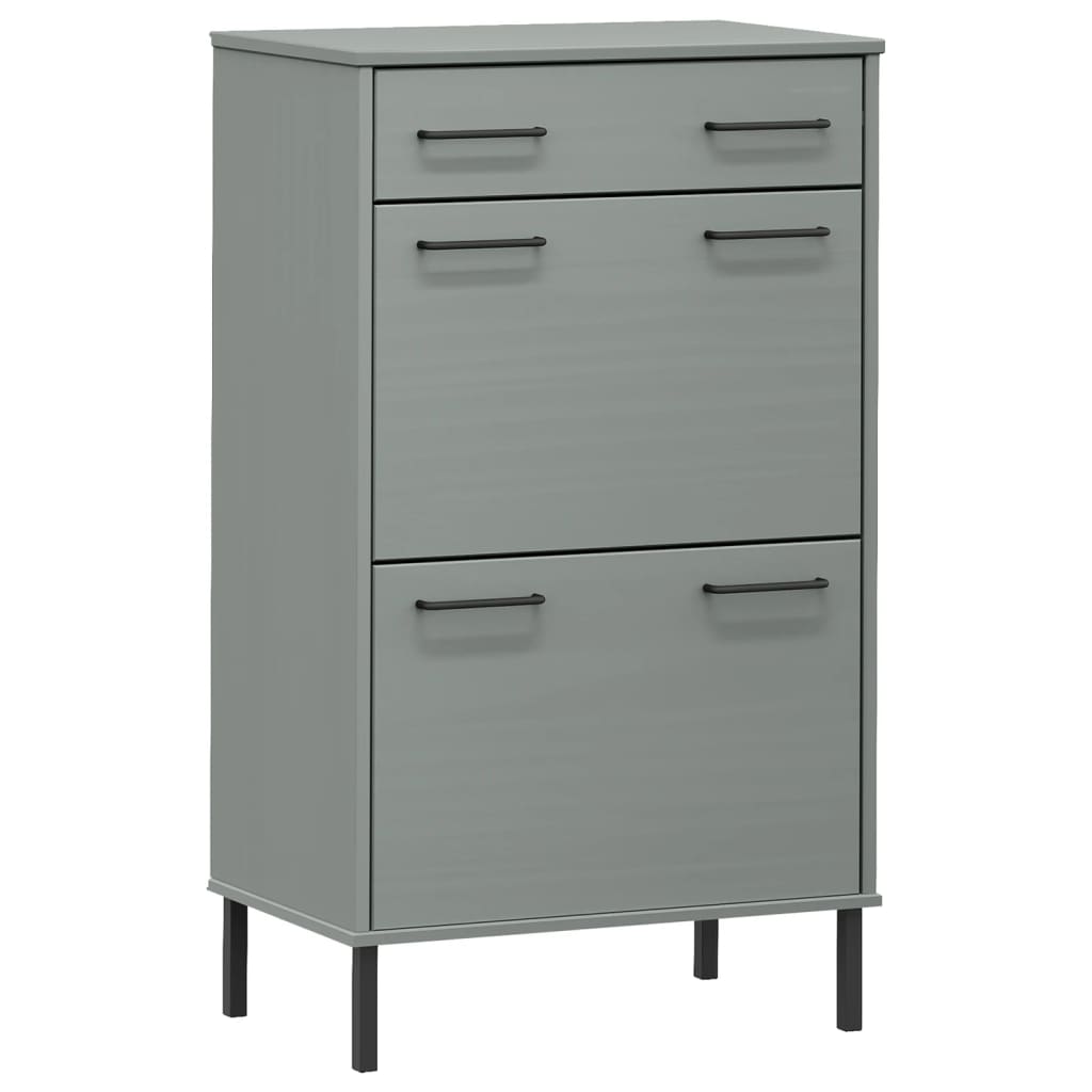 Vidaxl Shoe Cabinet med metalben Oslo Solid Pine Grey Grey