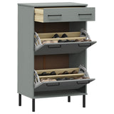 VidaXL shoe cabinet with metal legs oslo solid pine gray gray