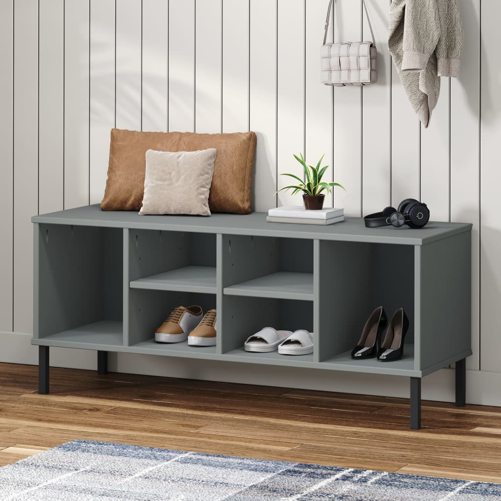 Vidaxl Shoe Rack med metalben Oslo 106x35x45 cm Pine Grey