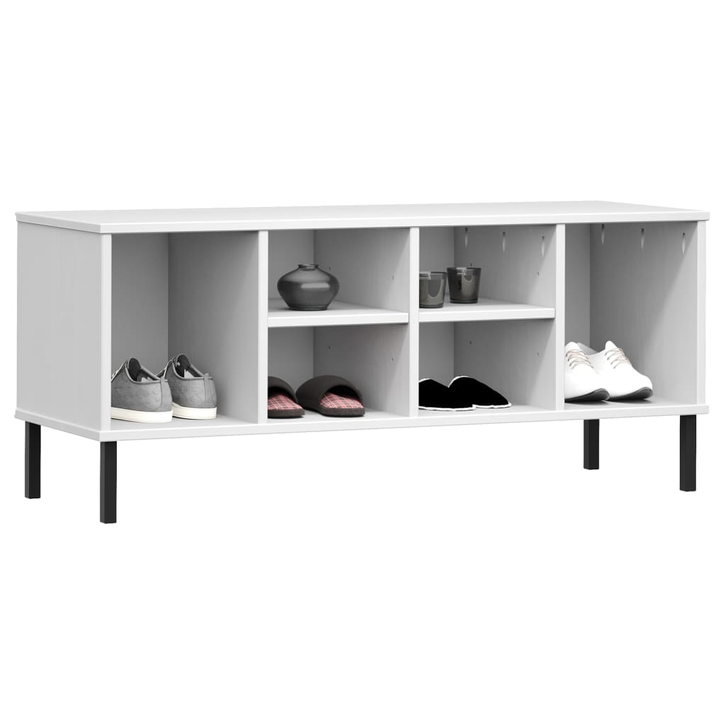 Bidaxl sko rack med metallben Oslo 106x35x45 cm tallvitt