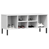 VidaXL shoe rack with metal legs oslo 106x35x45 cm pine wood white