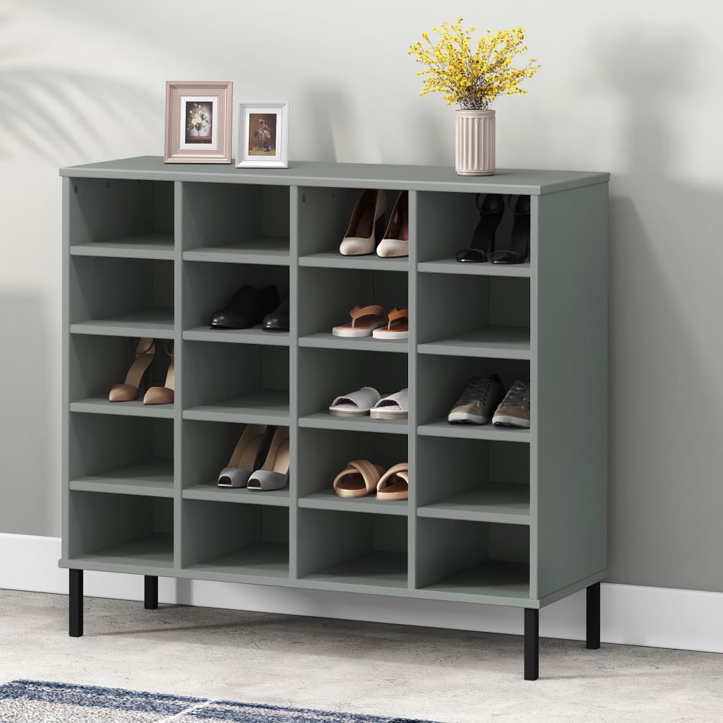 Vidaxl Shoe Rack med metalben Oslo 95x35x86 cm Pine Grey Grey