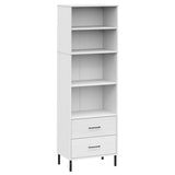 Vidaxl boekenkast met 2 lades oslo 60x35x180 cm massief hout wit