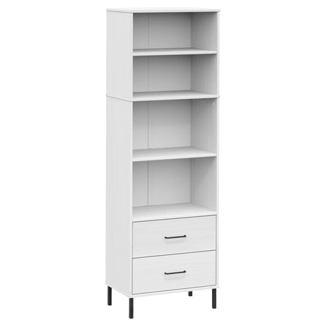 Vidaxl boekenkast met 2 lades oslo 60x35x180 cm massief hout wit