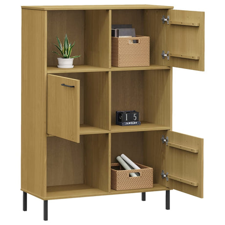 Vidaxl boekenkast met metalen poten oslo 90x35x128,5 cm hout bruin