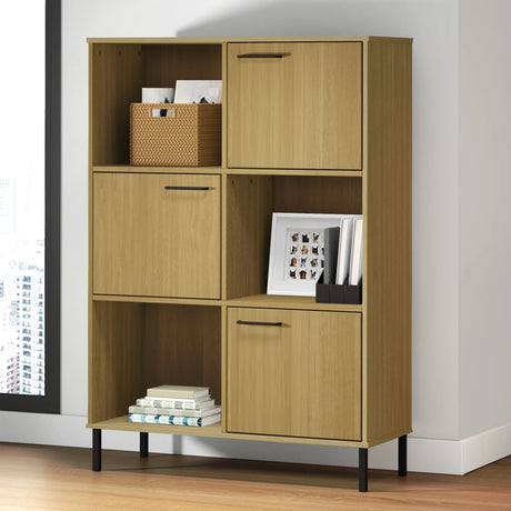 Vidaxl boekenkast met metalen poten oslo 90x35x128,5 cm hout bruin