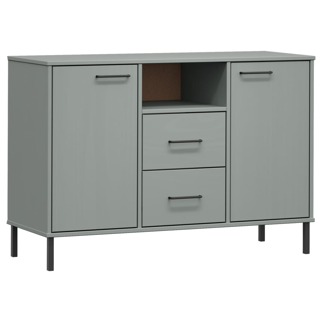 Vidaxl dressoir met metalen poten oslo 113x40x77 cm grenenhout grijs