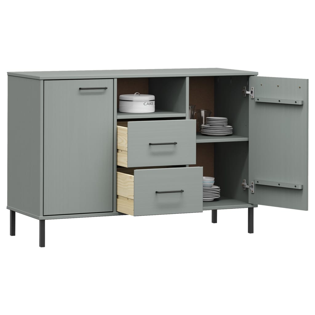 Vidaxl dressoir met metalen poten oslo 113x40x77 cm grenenhout grijs